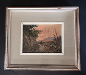 Vintage Shadow Box Painting, 7x 9.5'  Signed