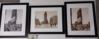 Set Of 3 Prints Of The Flat Iron Building (Times Tower) & Copy Of Newspaper Article From 2018