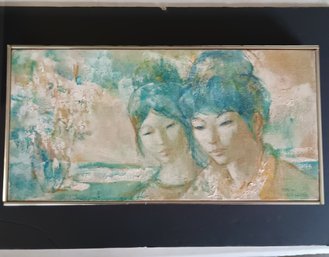 Painting Of 2 Asian Women, Nathan Wasserberger (1928-2013), Listed Artist, Poland - NYC,
