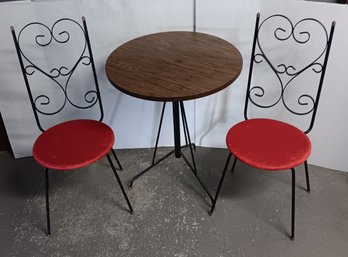 Vintage Mid-Century Kitchen/ Bistro Set, Table & 2 Chairs, Mfg -Antarenni NY