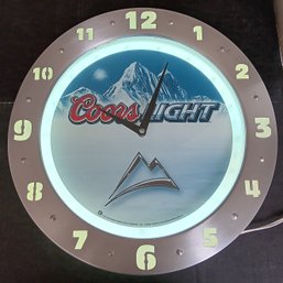 Coors Lighted Wall Clock, Good Working Condition, 2005