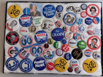 Lot Of Political Buttons In A Case