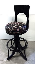 Vintage Adjustable Swivel Counter / Bar Chair, Recently Reupholstered & Painted