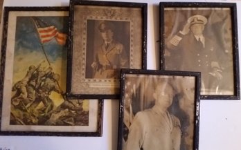 Set Of 4 Vintage WW2 Military Pictures / Clippings - Attic Find