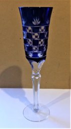 AJKA Crystal Wine Glass, Cobalt Cut To Clear, 9.5 Inch