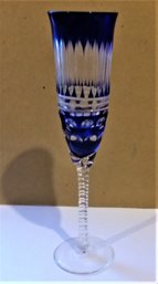 Champaign Crystal Wine Glass, Cobalt Cut To Clear, 9.5 Inch