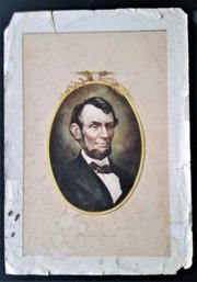 Antique Print President Abraham Lincoln, 17 Inch