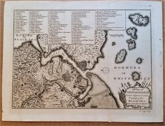 Antique 1770 Engraved Map 'Constantinople & Black Sea Canal', John Lodge
