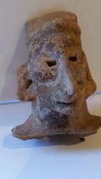 Antique Pre-Columbian Head Ceramic Pottery, 5 Inch