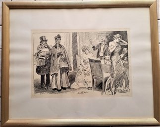 Antique Engraving Signed In Plate 1904  Charles Dana Gibson (1867 -1944), Size 31'