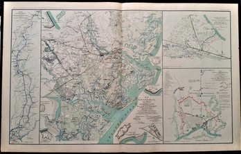 Antique War Map 1895 - The Official Records Of The Union And Confederate Armies Battles In Savannah & Selma