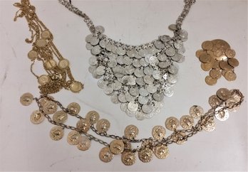 Vintage Costume-coin Decorated Jewelry, Circa 1950s