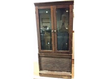 Antique Cabinet, 2-parts - Glass Door Top, Tambour Roll Base
