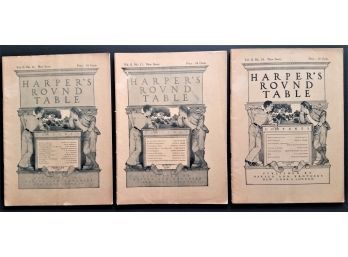 Set Of 3 Harpers Round Table, Monthly Magazine, 1899, Maxfield Parrish Covers