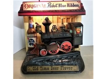 Vintage Pabst Locomotive Beer Display, Lights, Wheels Turn & Engine Rocks