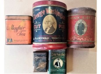 Tobacco Tins, Lot Of Tins Includes Rare George Washington Cut Plugs