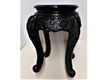Antique Fern/ Plant Stand, Carved Wood, Oriental Style, 18 Inch Tall