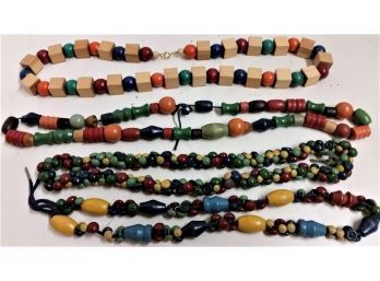 Vintage Necklaces  Wooden Blocks & Beads