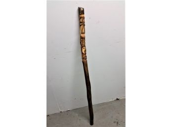Carved Walking Stick Cane, Signed D. Havens, 45 Inch