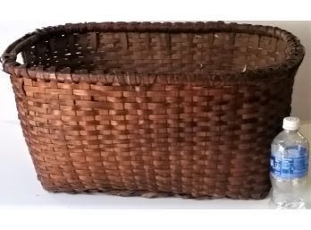 Antique Basket, Woven Splint Oak, Storage-laundry-gathering Basket, Large 26'