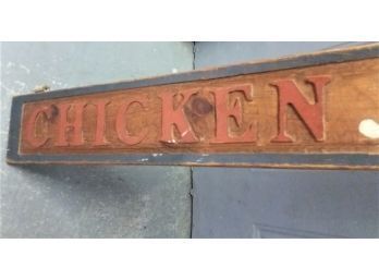 Carved Wood Sign - 'Chicken Coop'. 4 Ft