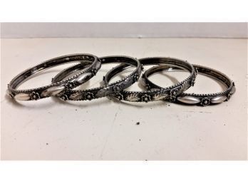 Bangle Bracelets, Lot Of 4, Marked 800 Silver, 2.24 Oz