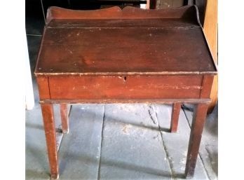 Antique Standing Schoolmaster's Desk, Lectern, 19th Century, Old Red Paint