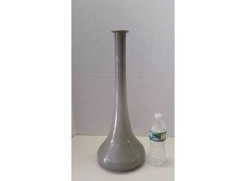 1940-50s Tall Slender Glass Vase With Bulbous Base, 19 Inch
