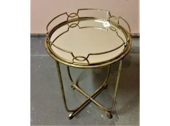 Brass Stand With Lift-top Serving Tray
