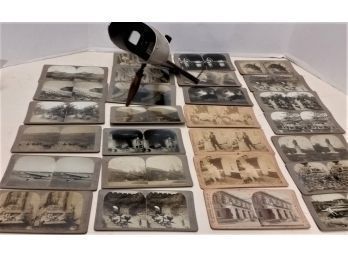 Antique Stereoptic Viewer & 28 Slides