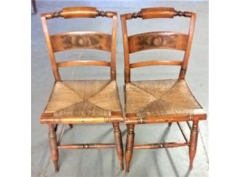 Pair Vintage Hitchcock Chairs, Need TLC