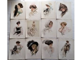 Set Of 12 'American Beauties' 1909, Harrison Fisher