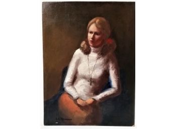 Painting, Lady In White Turtle Neck, Reinhart