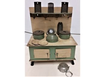 Toy Kitchen Stove & Pots / Pans, 1950s