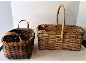 Vintage Baskets, Lot Of 2 Handles Baskets