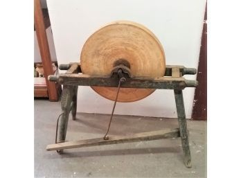 Antique Grinding Stone Wheel, Pedal Powered