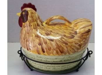Hen-on-Nest, Chicken - Bowl - Rack Stand, Temp-tations Ovenware, Probably Not Used