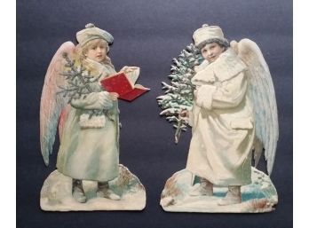 Antique 8' Die Cuts, Christmas Angels, Circa Early 1900s