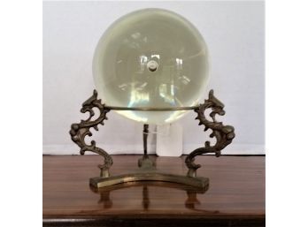 Glass Orb Ball On Brass Stand