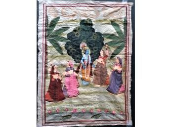 Vintage Batik Painting, Krishna & Women, 19 Inch