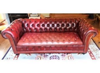 Vintage Sofa Couch, Button & Tufted Chesterfield Style, 77 Inch