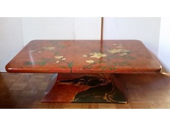 Vintage Coffee Table, Hand Painted, Lacquered, Art Noveau Stye