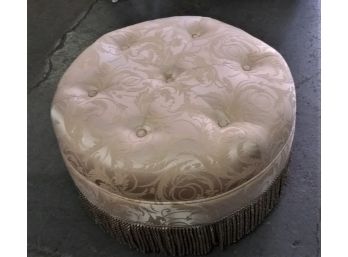 Round Upholstered Ottoman, Button Tufted Pouf Foot Rest, 2 Ft Round
