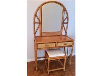 Faux Bamboo Dressing Vanity & Bench,