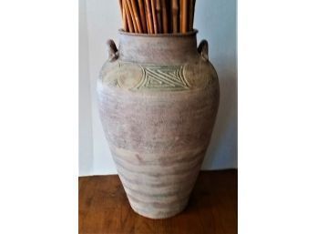 Large Stoneware Floor Vase, 24 Inch