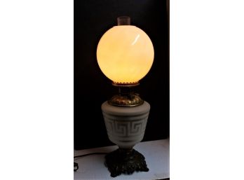 Antique Parlor Oil Lamp, Electrified GWTW Lamp