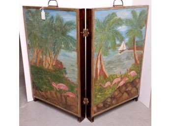 Antique Folding Sewing Cabinet, Hand Painted Decor
