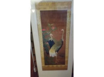 Asian Painting On Silk, 'Cranes', 44 Inch