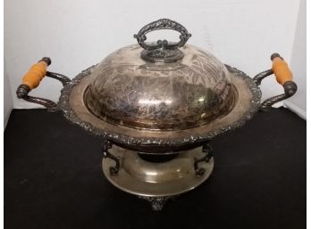 Silver Plate Chafing Dish With Warming Stand