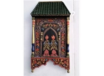 Moroccan Hand Carved, Paint Decorated Hanging Wall Mirror, With Doors